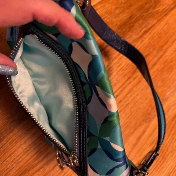 Coach Poppy Satin Shoulder Bag. Blue/White. - Picture 3 of 5
